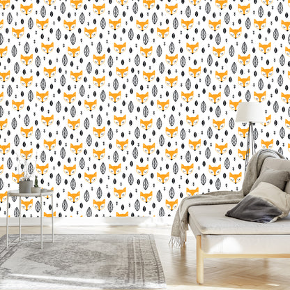 Wallpaper Foxes With Leaves