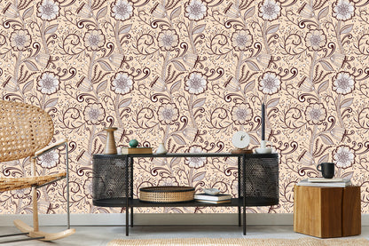 Wallpaper Beautiful Flowers In Retro Style