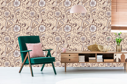 Wallpaper Beautiful Flowers In Retro Style