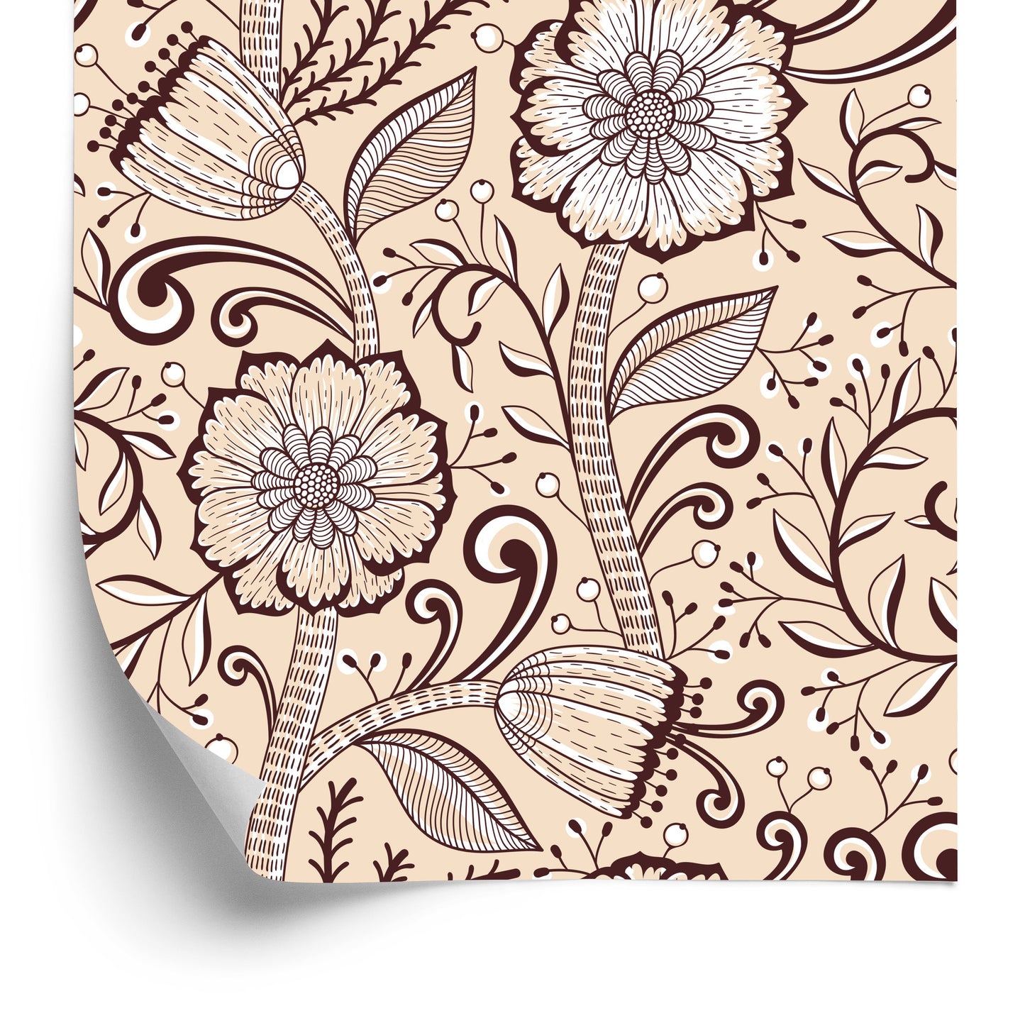 Wallpaper Beautiful Flowers In Retro Style
