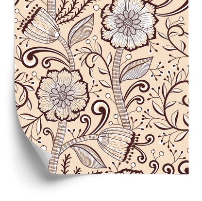 Wallpaper Beautiful Flowers In Retro Style