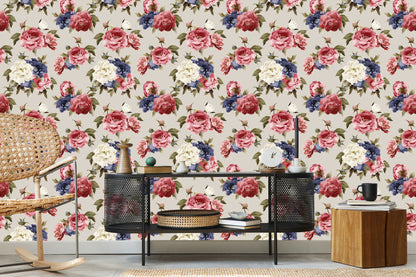 Wallpaper Roses Painted With Watercolor