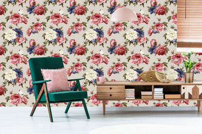 Wallpaper Roses Painted With Watercolor