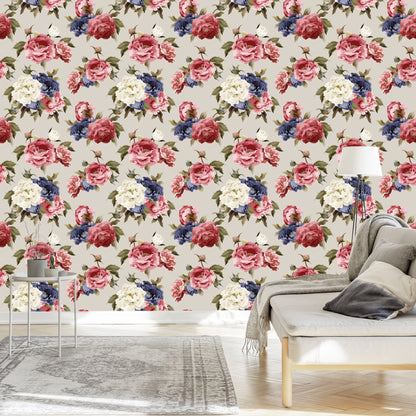 Wallpaper Roses Painted With Watercolor