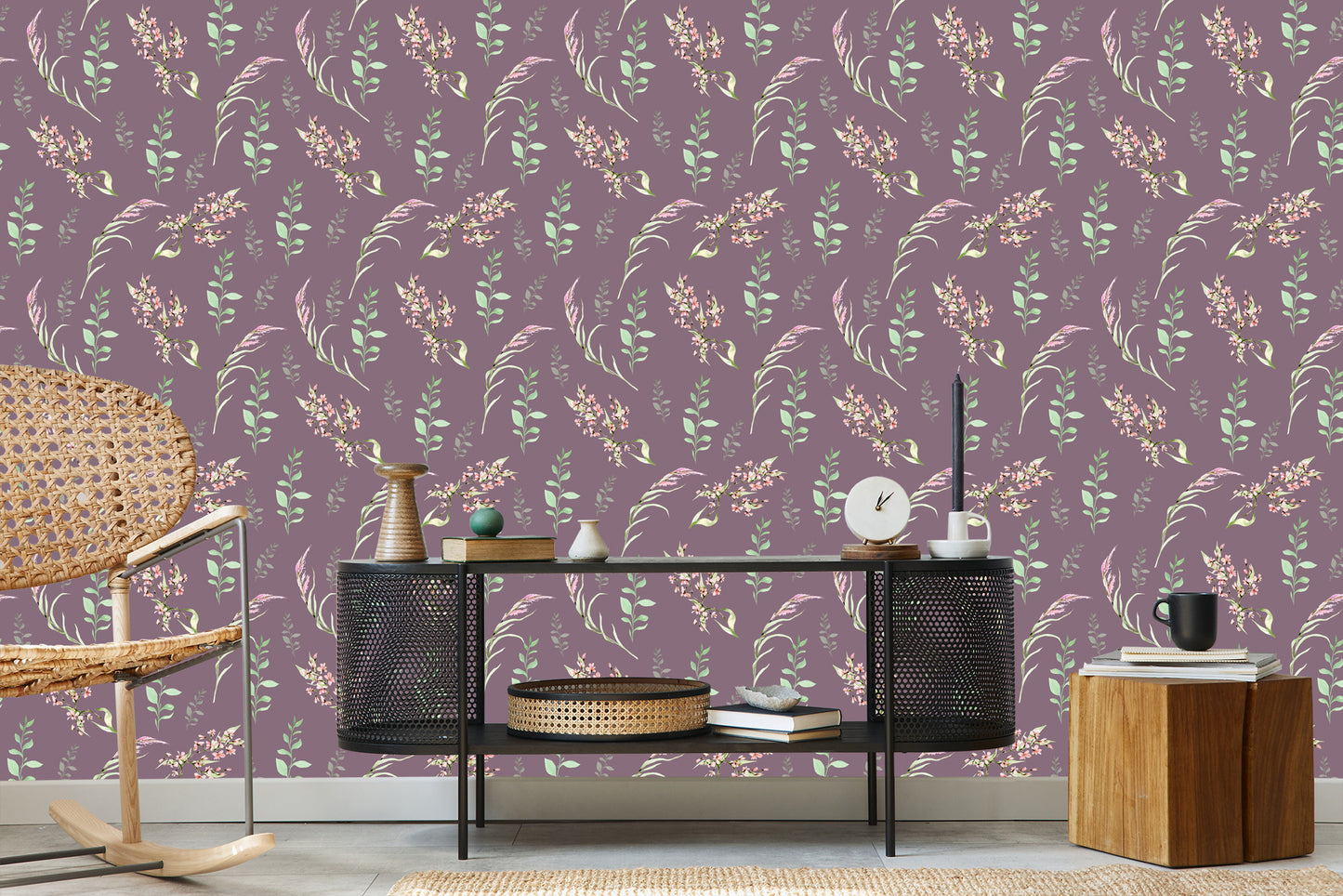 Wallpaper Painted Wild Flowers
