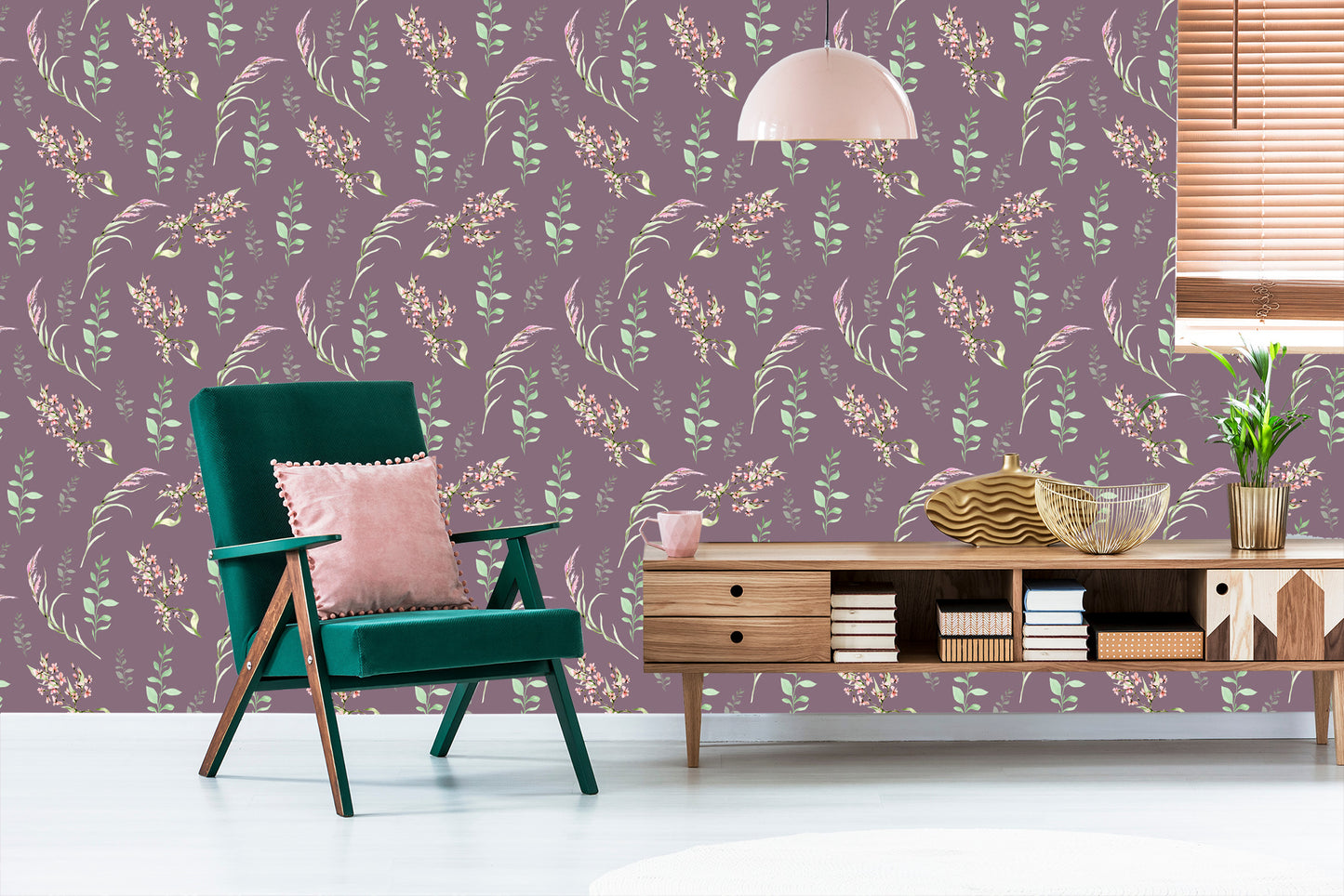 Wallpaper Painted Wild Flowers