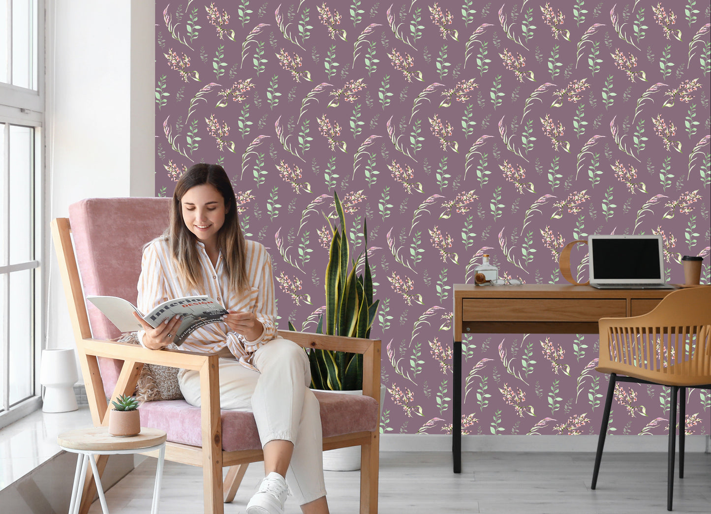 Wallpaper Painted Wild Flowers