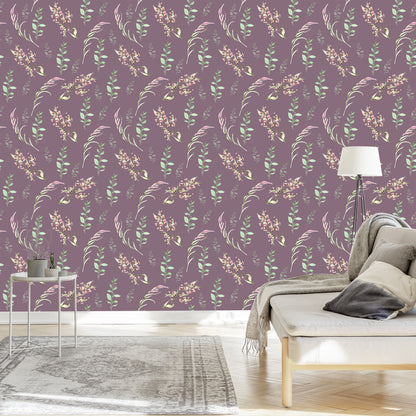 Wallpaper Painted Wild Flowers