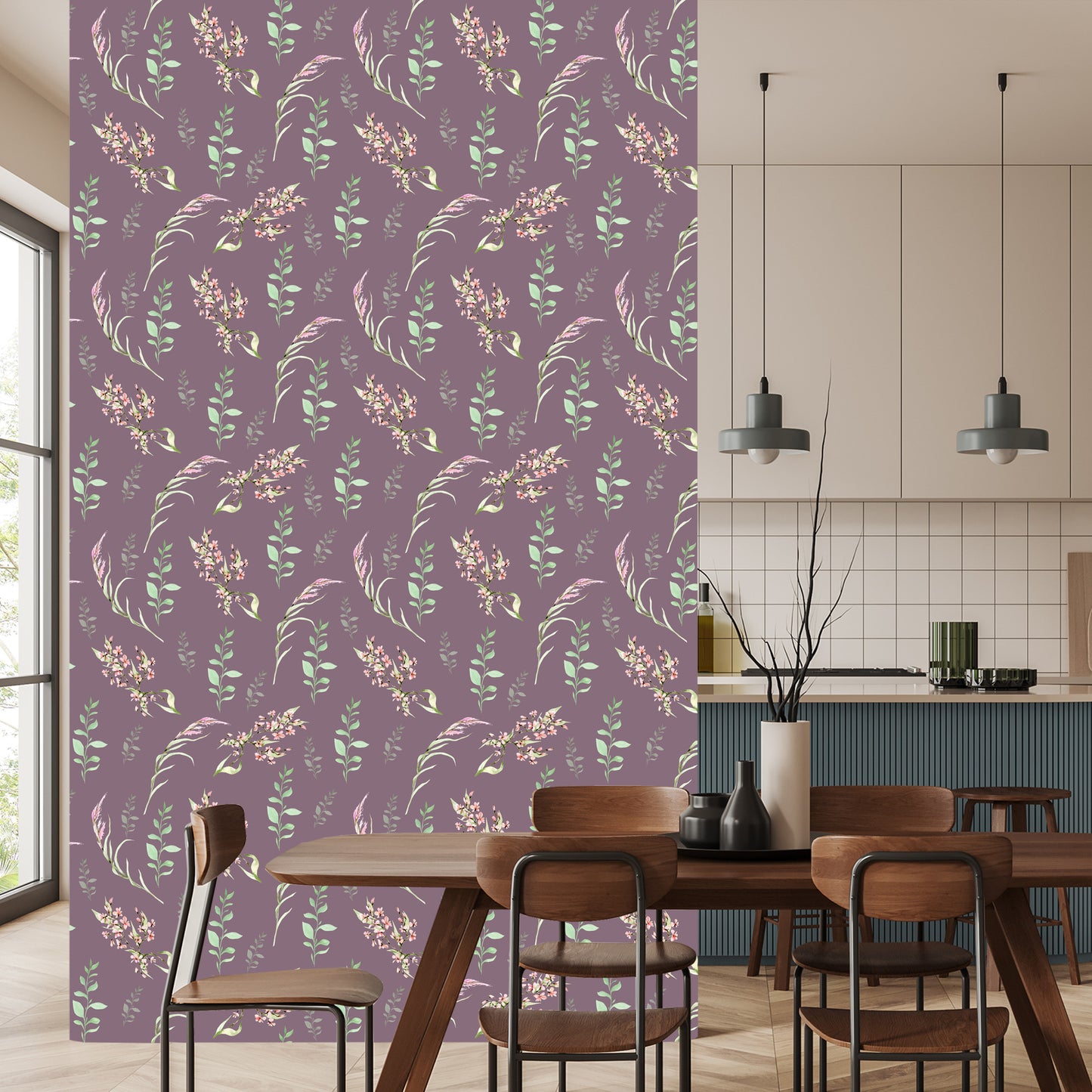 Wallpaper Painted Wild Flowers