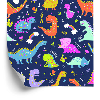 Wallpaper Rainbow Cacti Dinosaurs For Children's Room