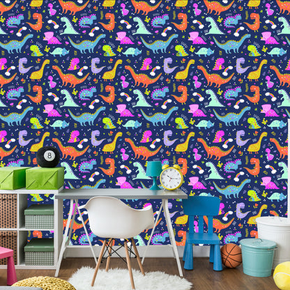Wallpaper Rainbow Cacti Dinosaurs For Children's Room