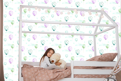 Wallpaper Pastel Balloons Against The Stars Background