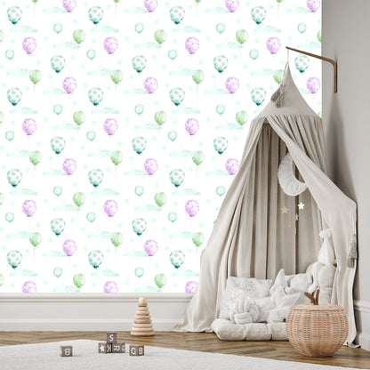 Wallpaper Pastel Balloons Against The Stars Background