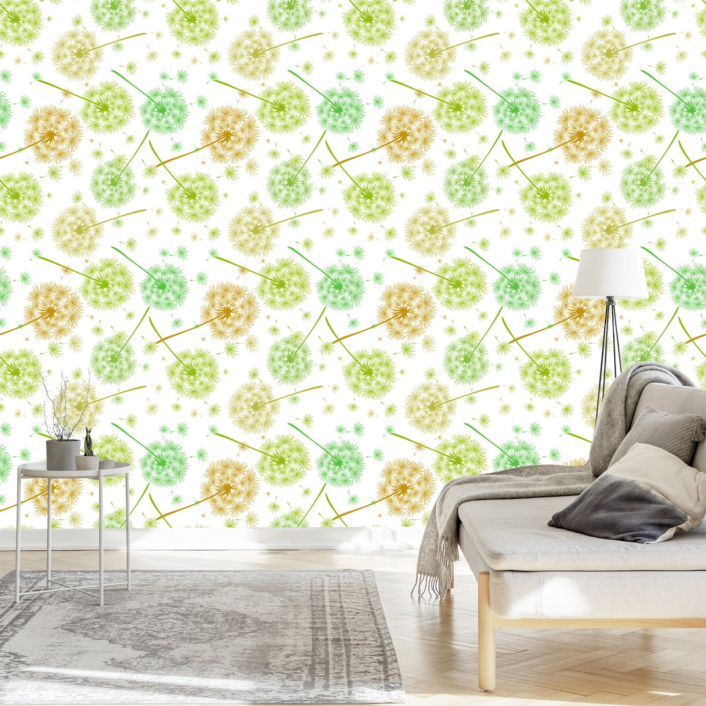 Wallpaper Green-Yellow Dandelions