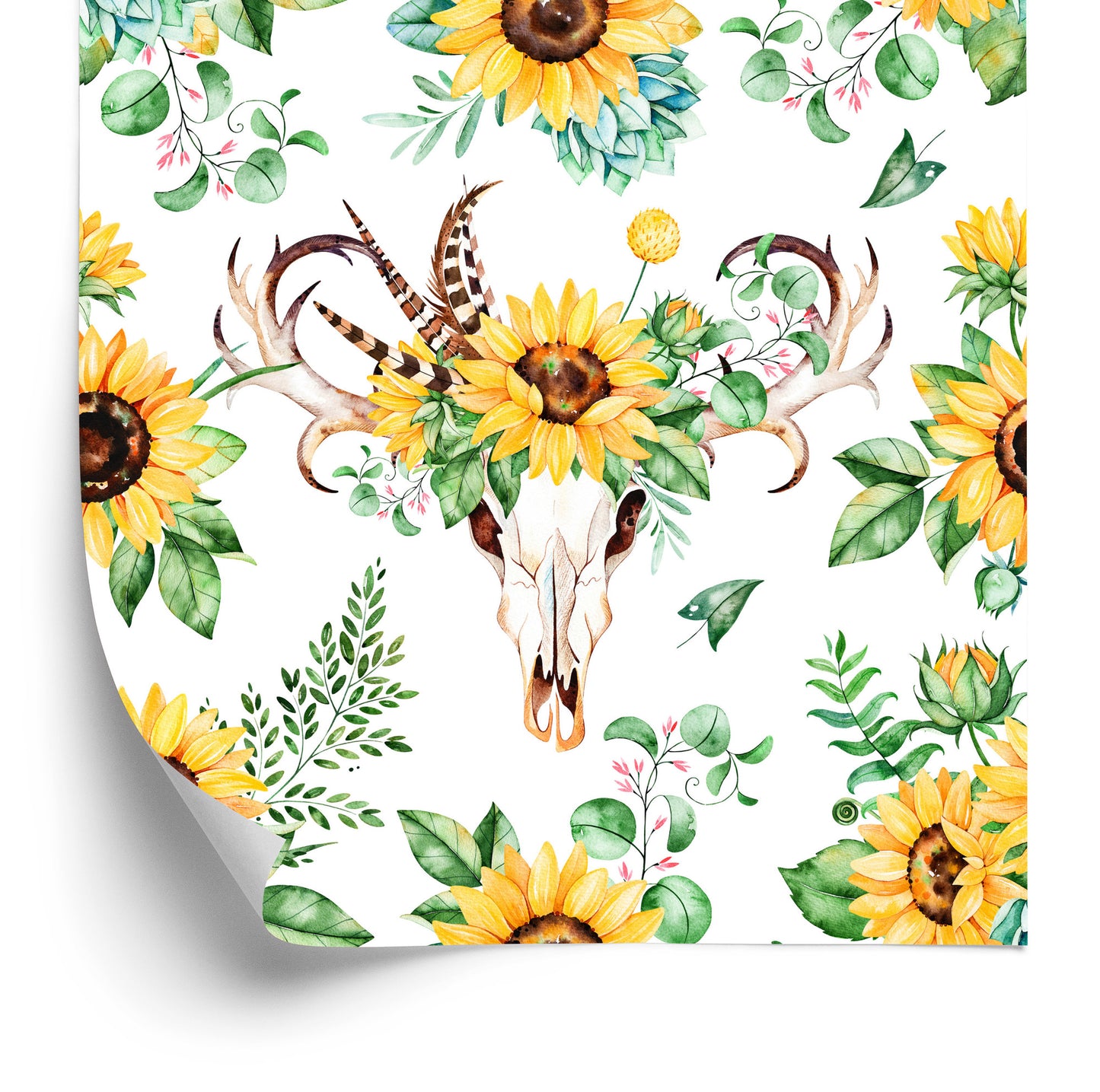 Wallpaper Boho Style Sunflowers