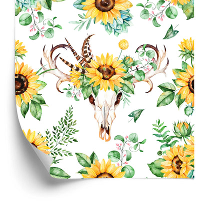 Wallpaper Boho Style Sunflowers