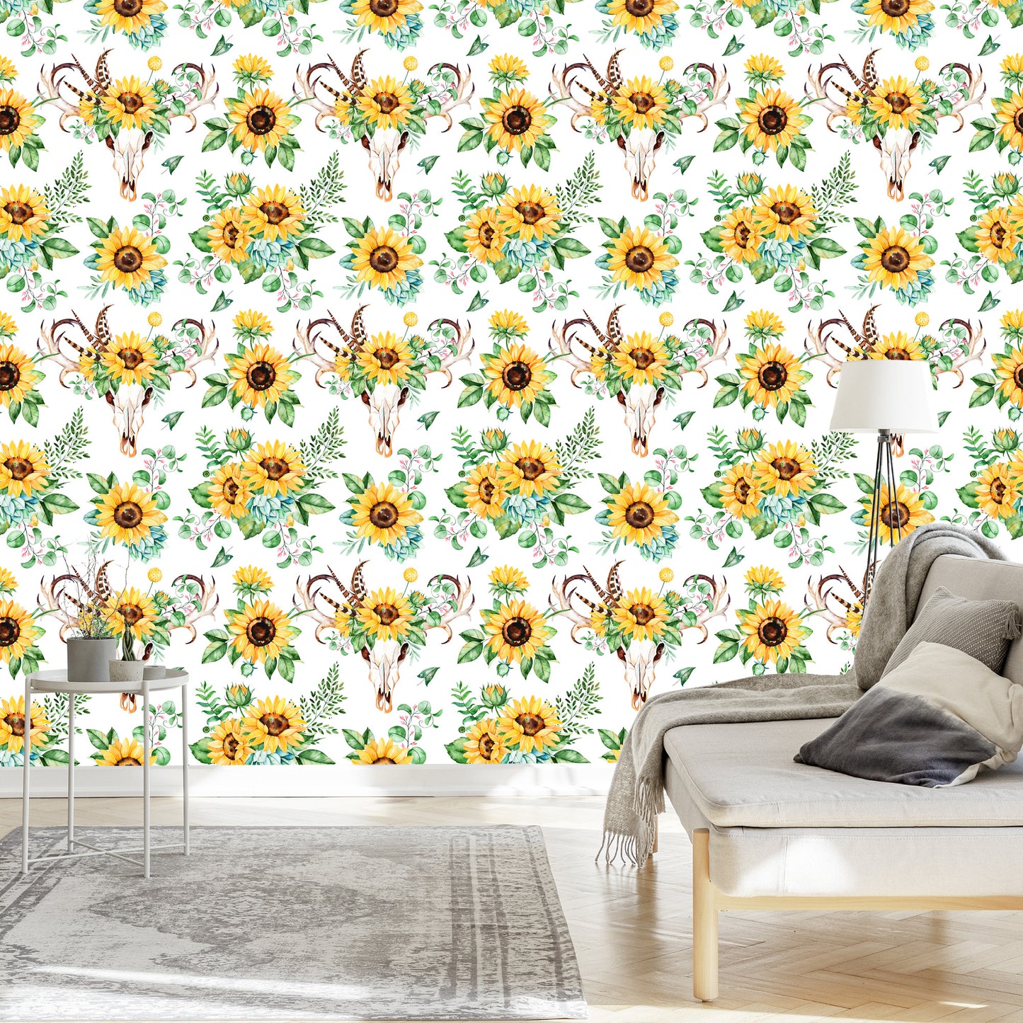 Wallpaper Boho Style Sunflowers