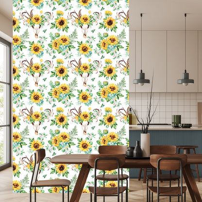 Wallpaper Boho Style Sunflowers
