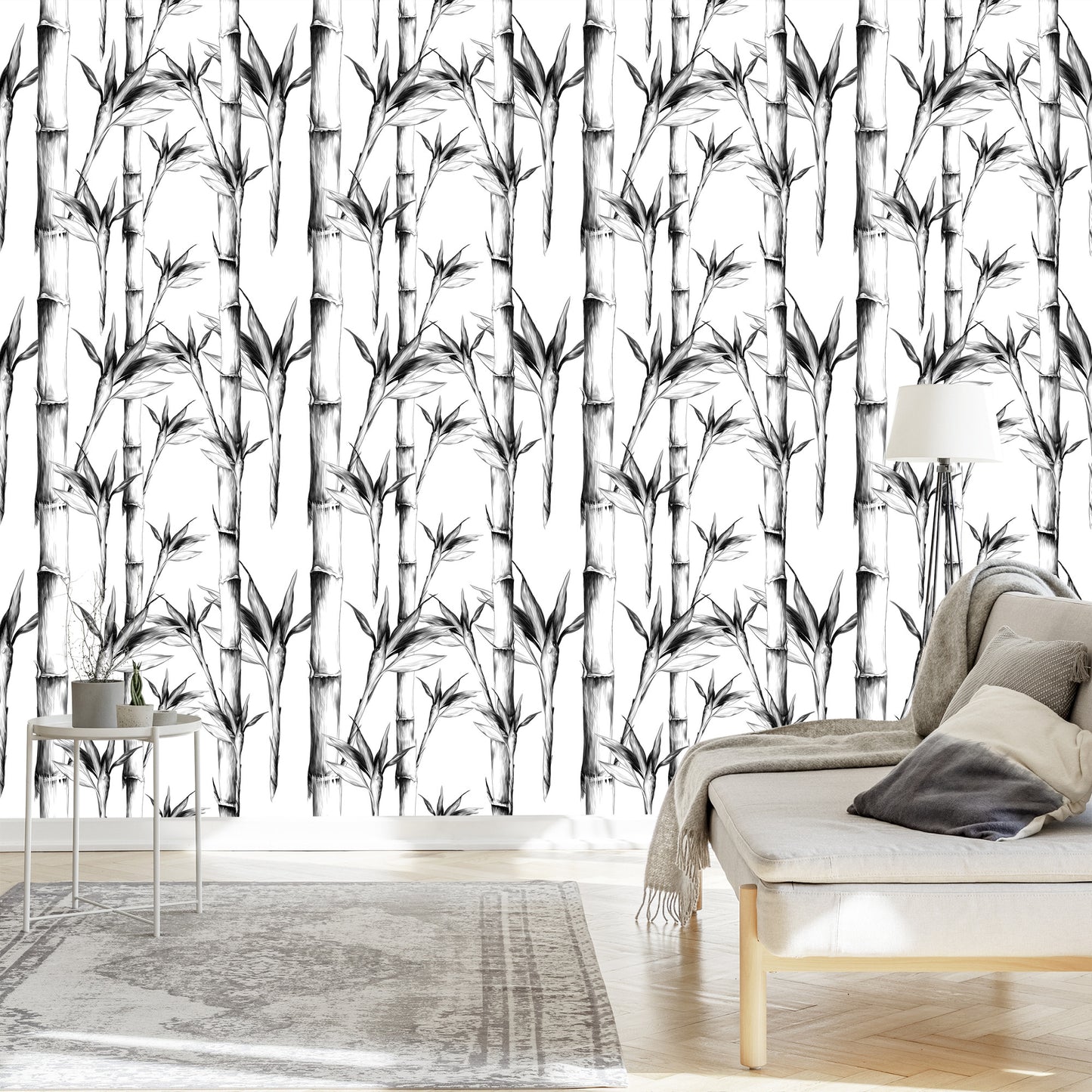 Wallpaper Black And White Bamboo Forest