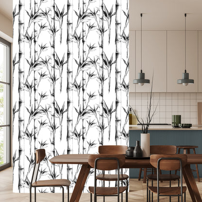 Wallpaper Black And White Bamboo Forest
