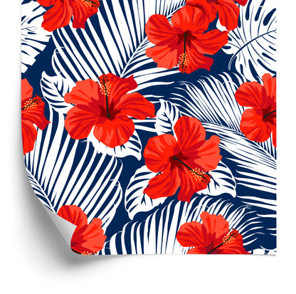 Wallpaper Tropical Flowers And Leaves