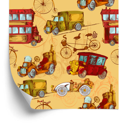 Wallpaper Vintage Cars And Bicycles