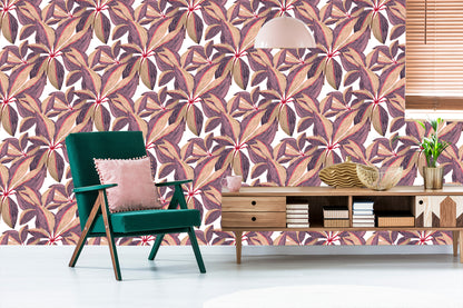 Wallpaper Painted Leaves With Red Twigs