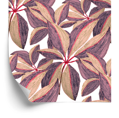 Wallpaper Painted Leaves With Red Twigs