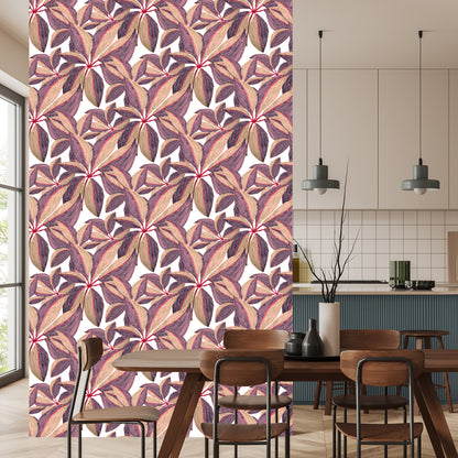 Wallpaper Painted Leaves With Red Twigs