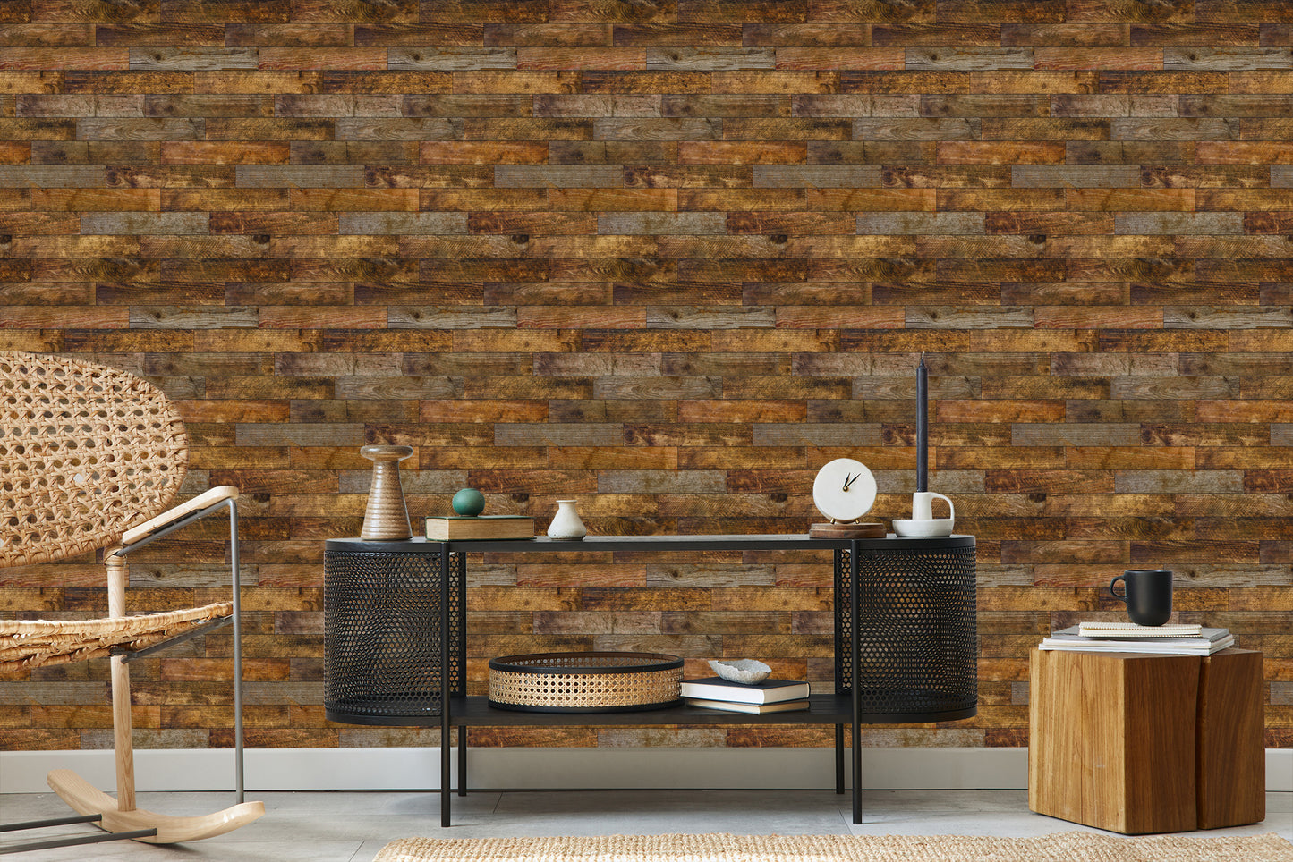 Wallpaper Rustic Horizontal Wooden Planks