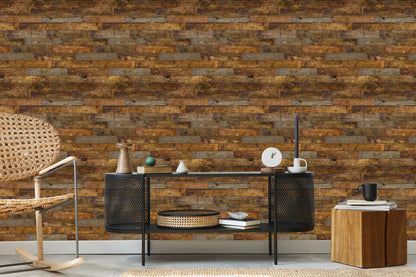 Wallpaper Rustic Horizontal Wooden Planks