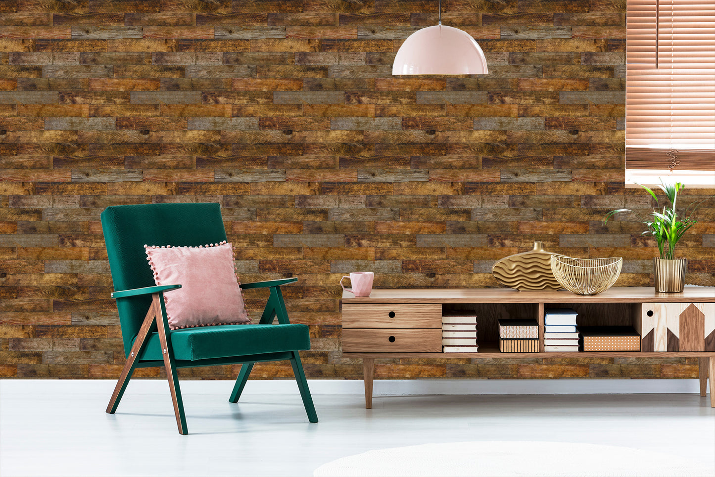 Wallpaper Rustic Horizontal Wooden Planks