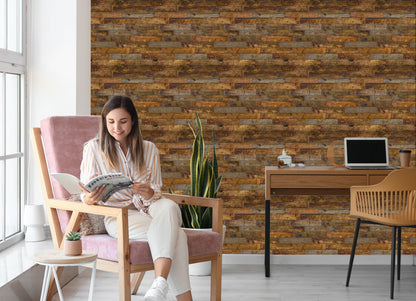 Wallpaper Rustic Horizontal Wooden Planks