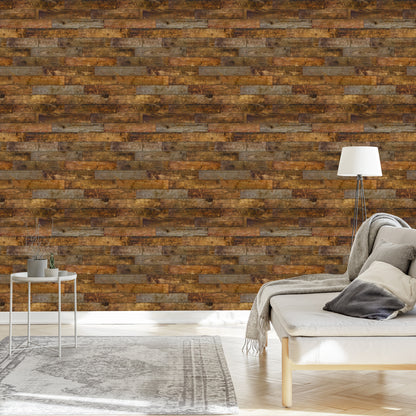 Wallpaper Rustic Horizontal Wooden Planks
