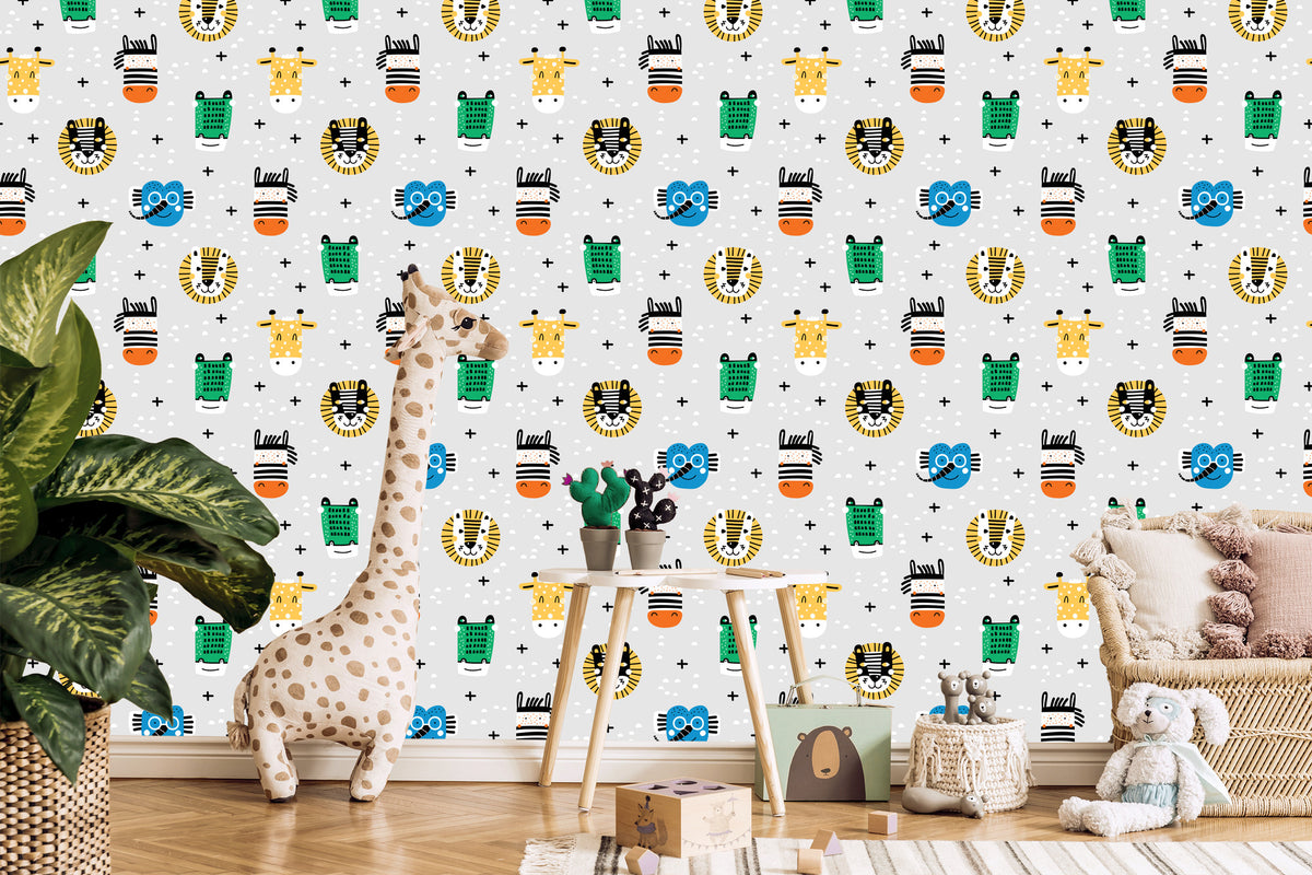 Wallpaper Boy's Room In Colorful Animals