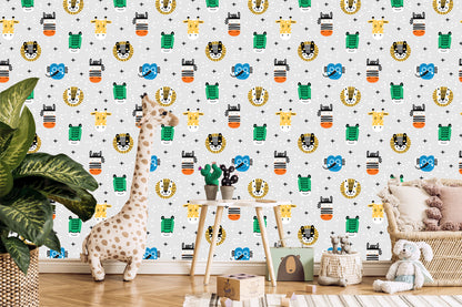 Wallpaper Boy's Room In Colorful Animals