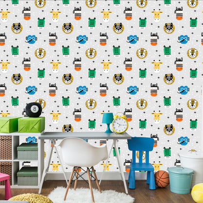 Wallpaper Boy's Room In Colorful Animals