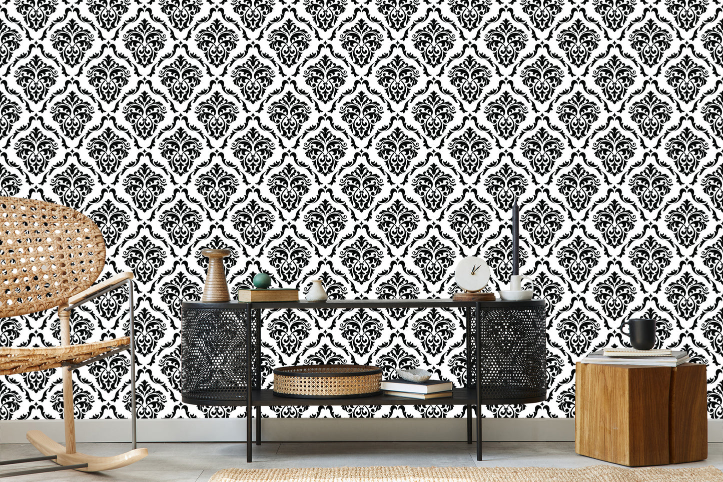 Wallpaper Classic Black And White Ornaments