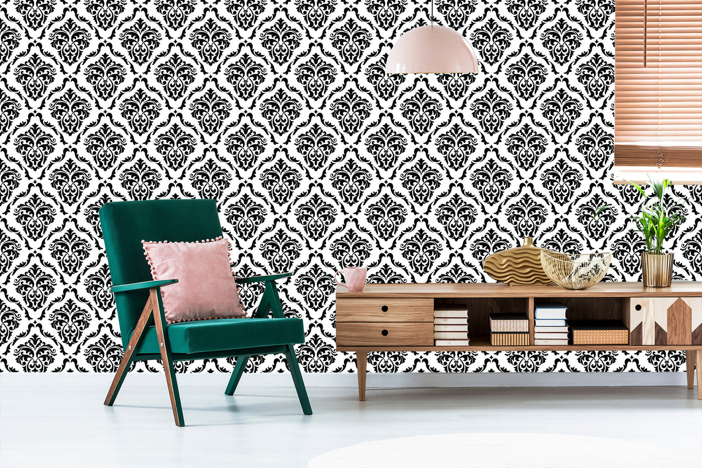 Wallpaper Classic Black And White Ornaments