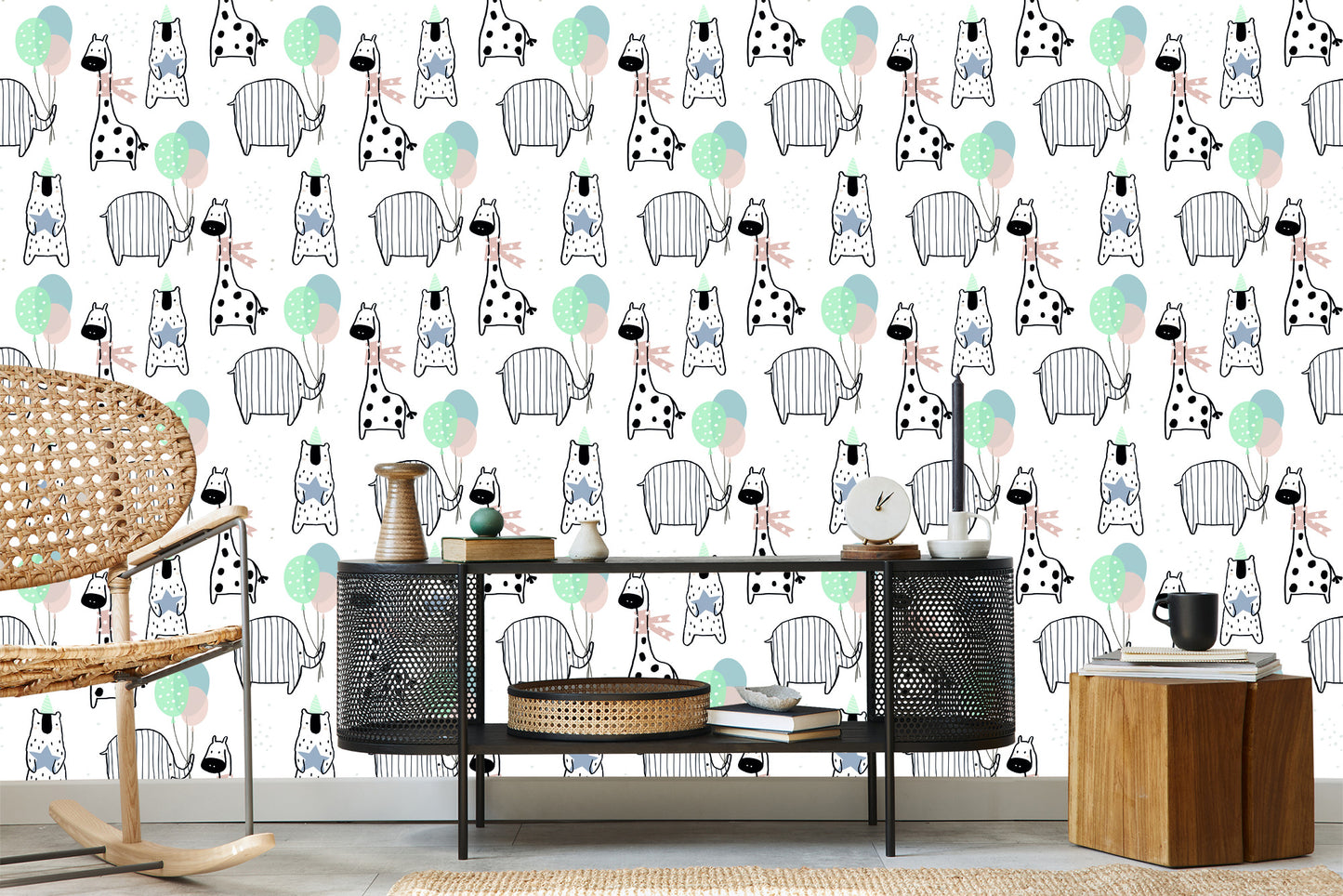 Wallpaper Elephant, Giraffe, Bear
