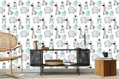 Wallpaper Elephant, Giraffe, Bear
