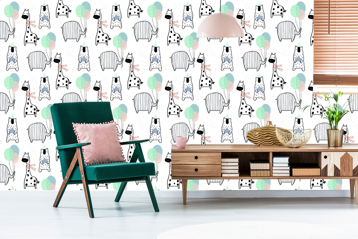 Wallpaper Elephant, Giraffe, Bear