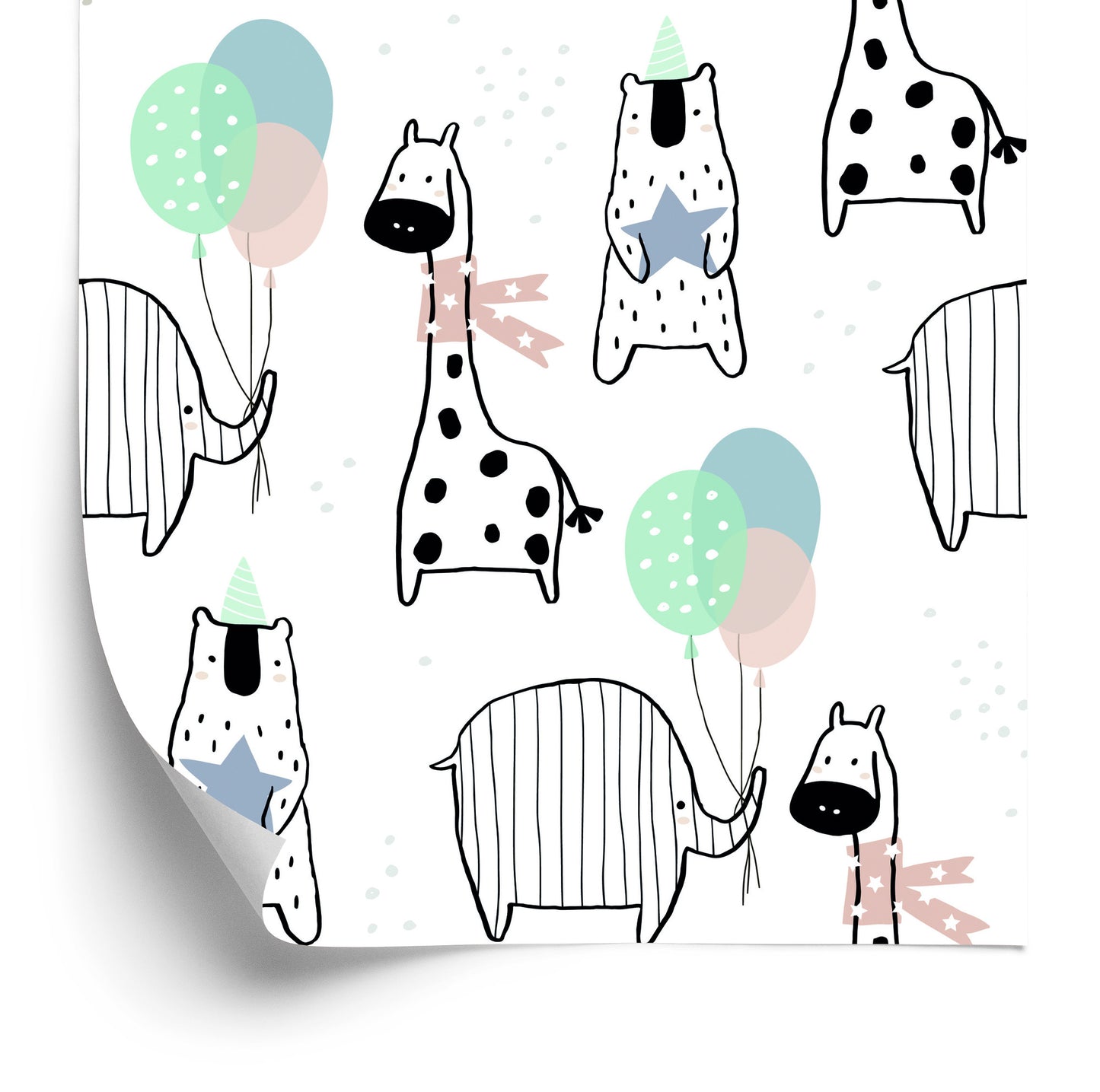 Wallpaper Elephant, Giraffe, Bear