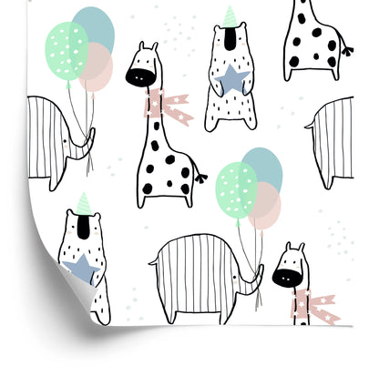 Wallpaper Elephant, Giraffe, Bear