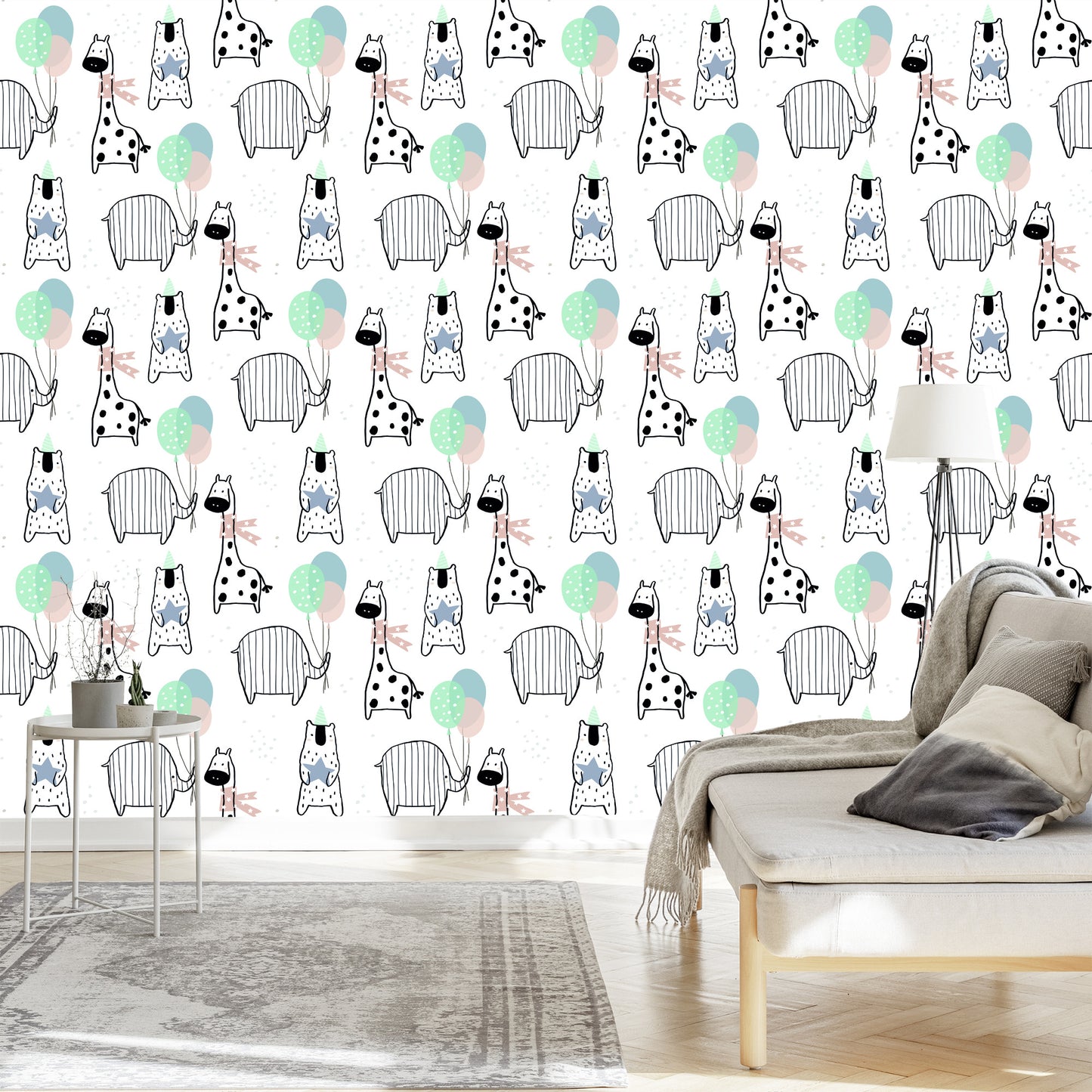 Wallpaper Elephant, Giraffe, Bear