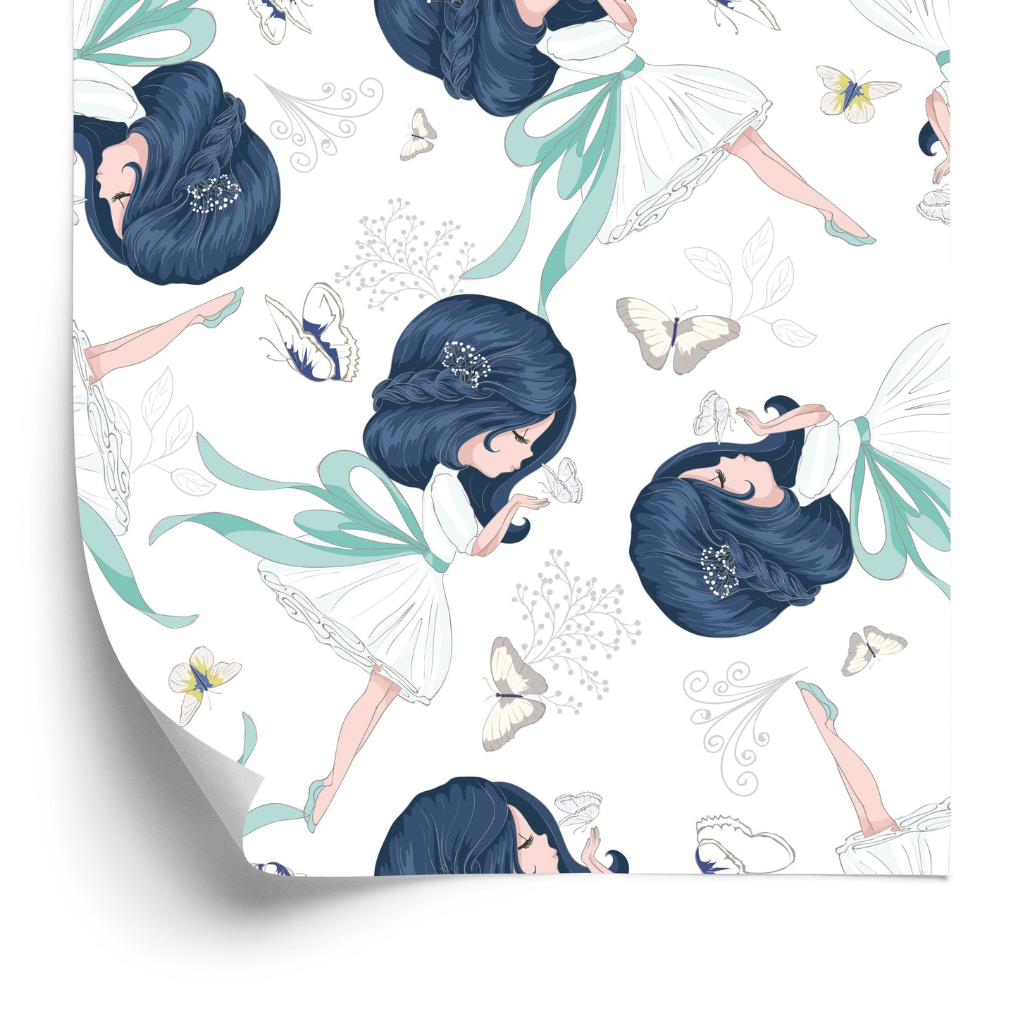 Wallpaper Girls Among Butterflies