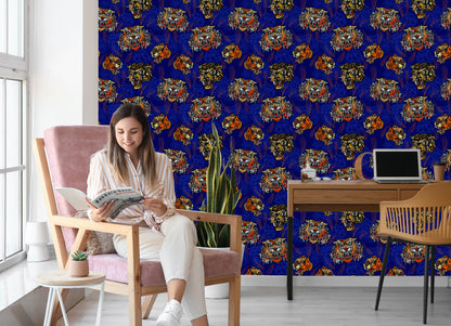 Wallpaper Tiger In Oriental Style