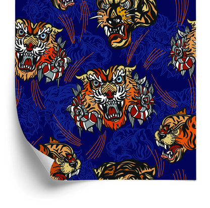 Wallpaper Tiger In Oriental Style