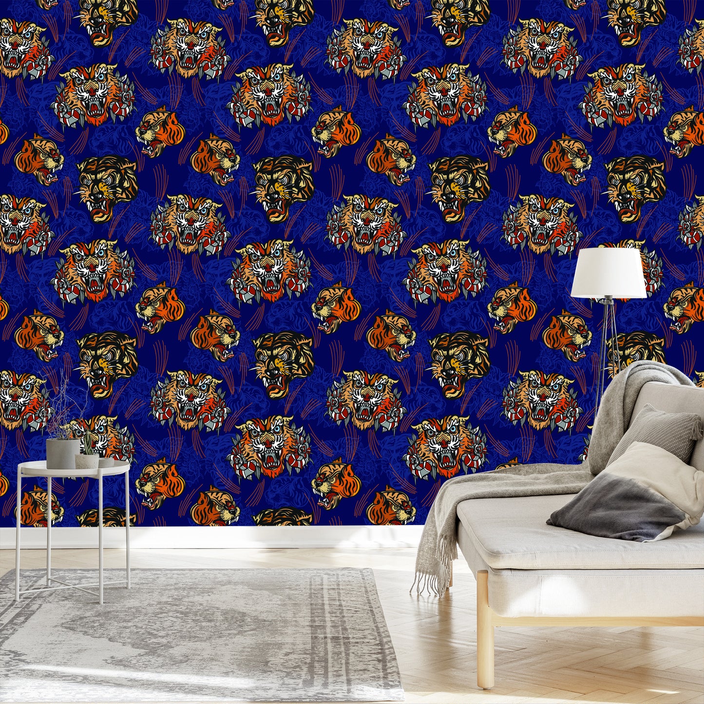 Wallpaper Tiger In Oriental Style