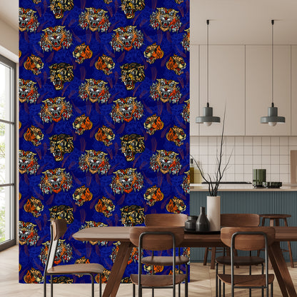 Wallpaper Tiger In Oriental Style